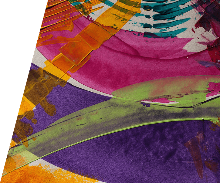 A close up of the fabric with colorful designs