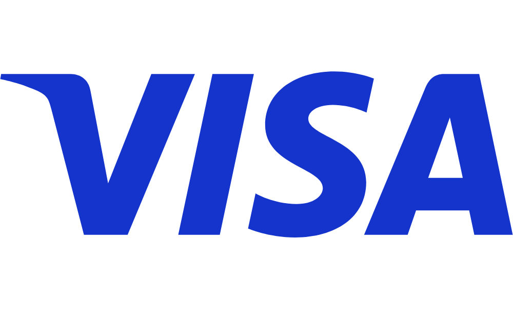 Untitled design (1) Close-up of the blue VISA logo on a white background.